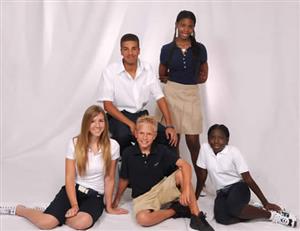 Students wearing school uniforms 